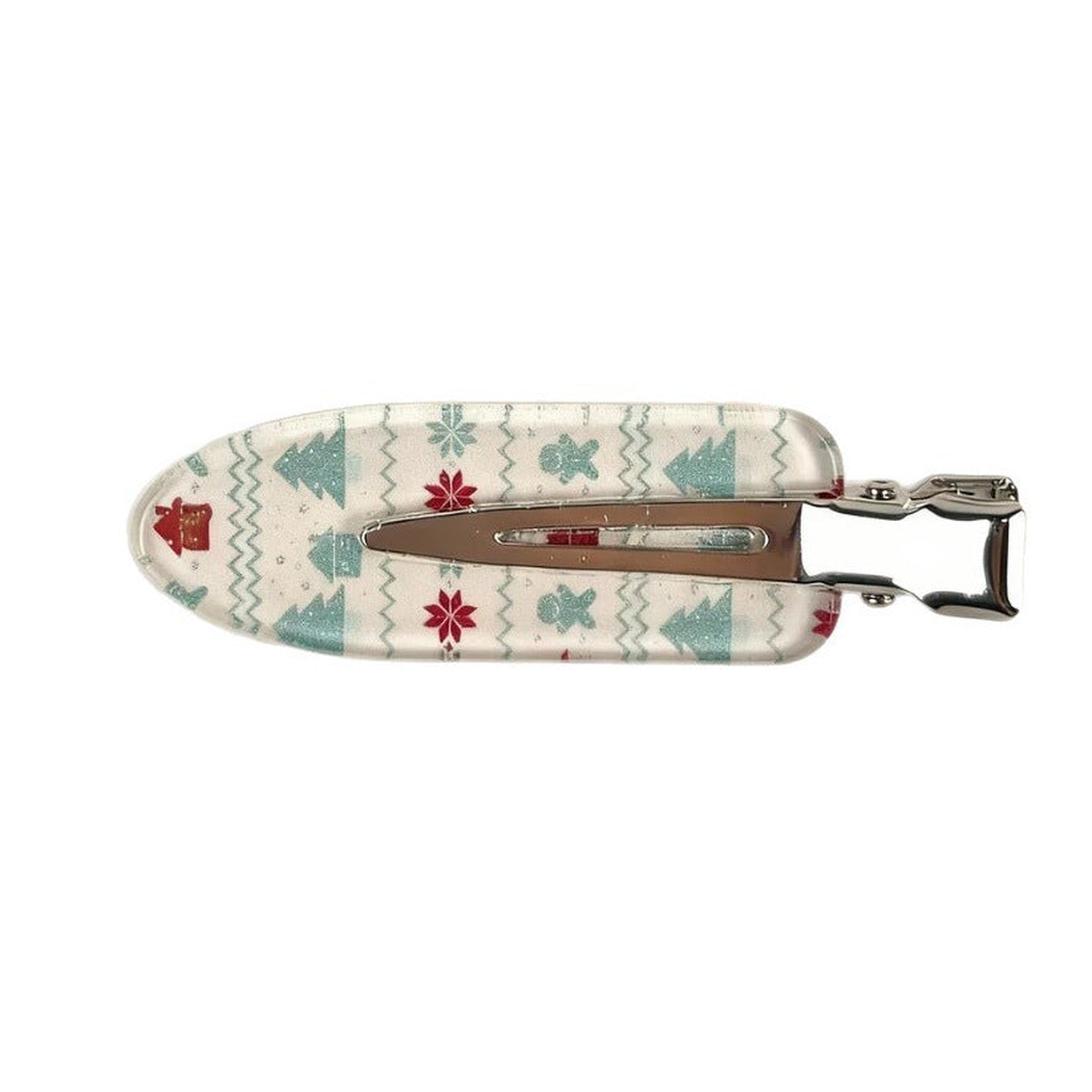 Green Beau - Christmas Character Side Barrette on neutral background