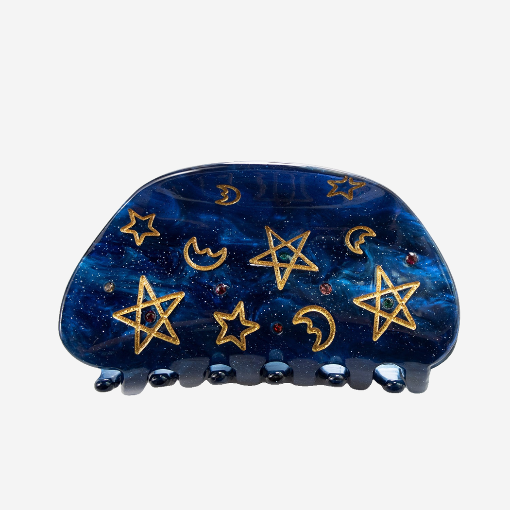 DeepBlue Beau - Celestial Glitter Hair Claw on neutral background