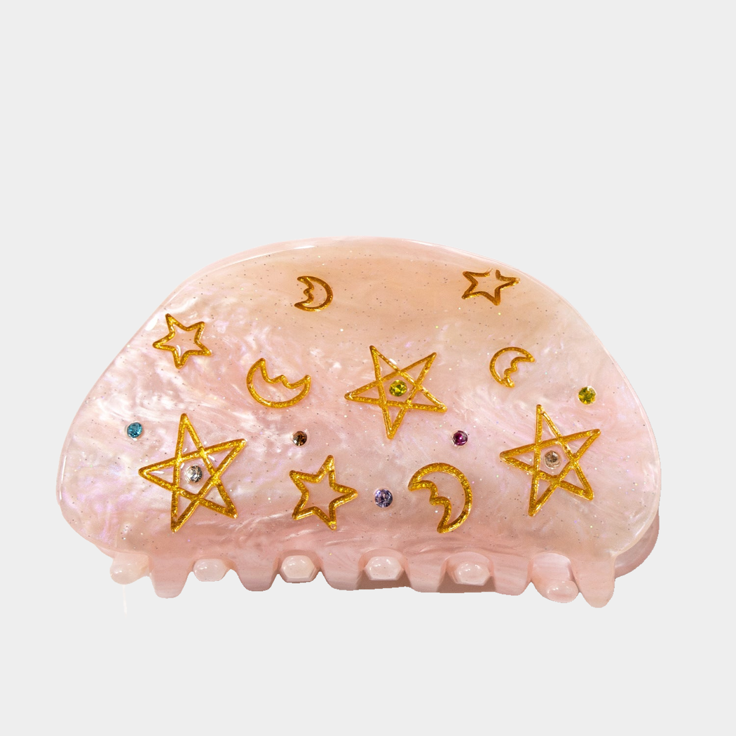 SoftPink Beau - Celestial Glitter Hair Claw on neutral background