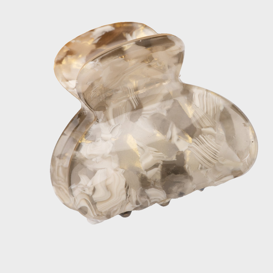 GrayMarble Beau - Floral Marbled Mini Hair Claw on neutral background