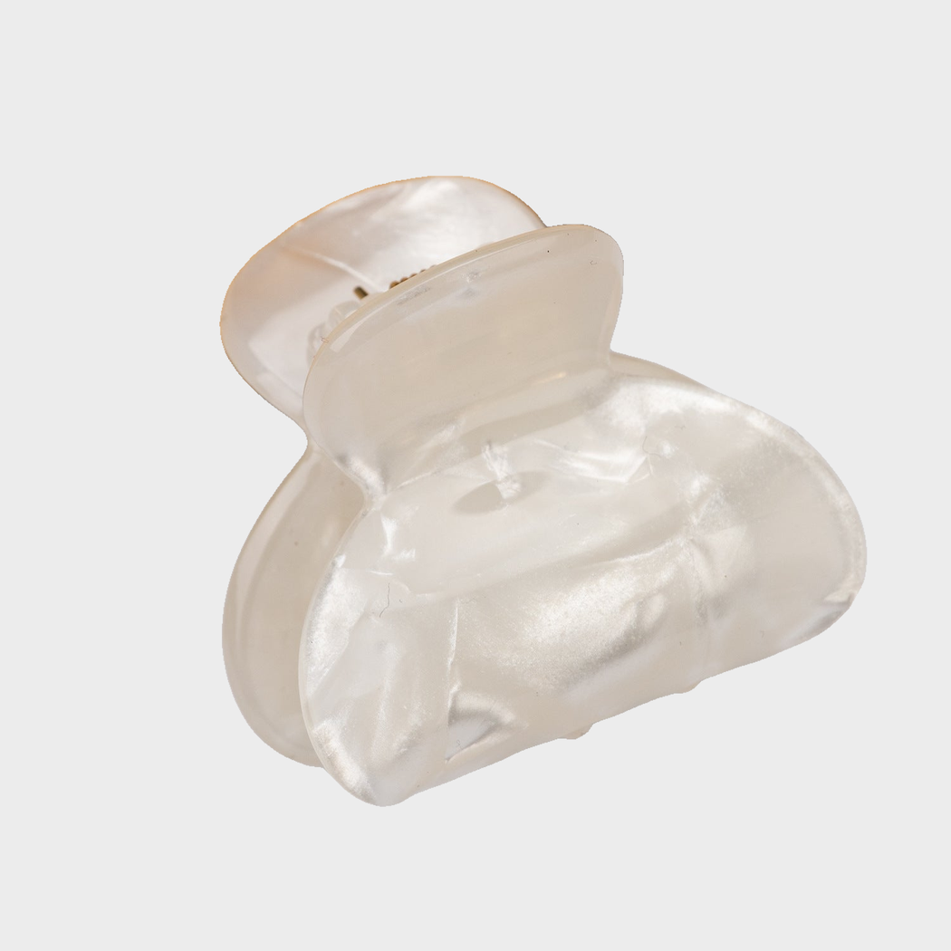 PearlWhite Beau - Floral Marbled Mini Hair Claw on neutral background