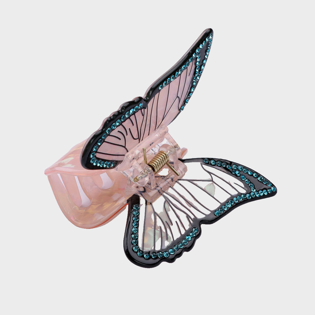 PalePink Beau - Iridescent Butterfly Wing Hair Claw on neutral background