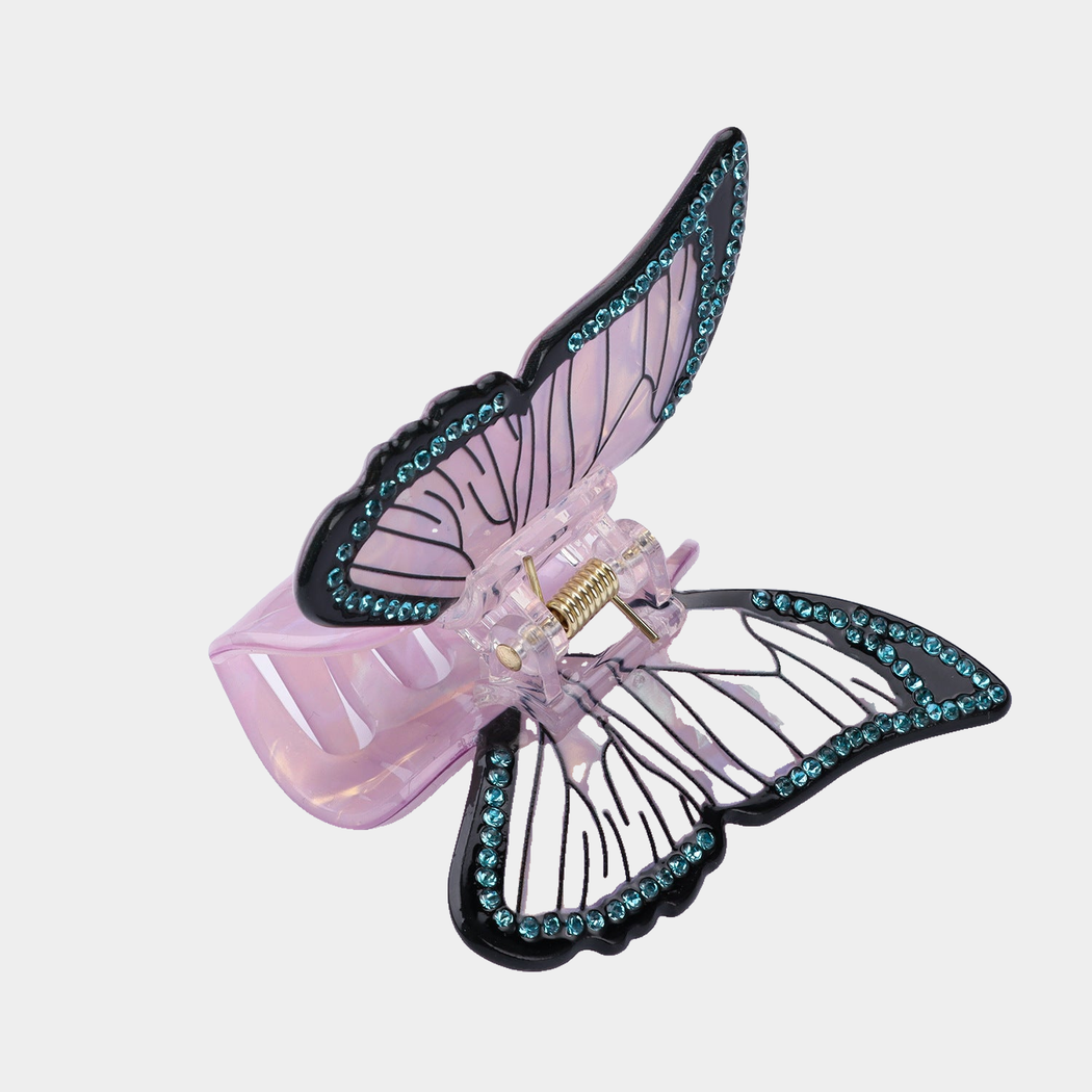 Lilac Beau - Iridescent Butterfly Wing Hair Claw on neutral background