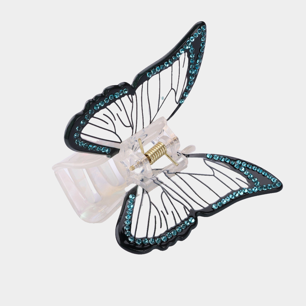 Clear Beau - Iridescent Butterfly Wing Hair Claw on neutral background