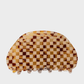 Brown Beau - Checkered Semicircle Hair Claw on neutral background