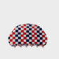 RedBlue Beau - Checkered Semicircle Hair Claw on neutral background