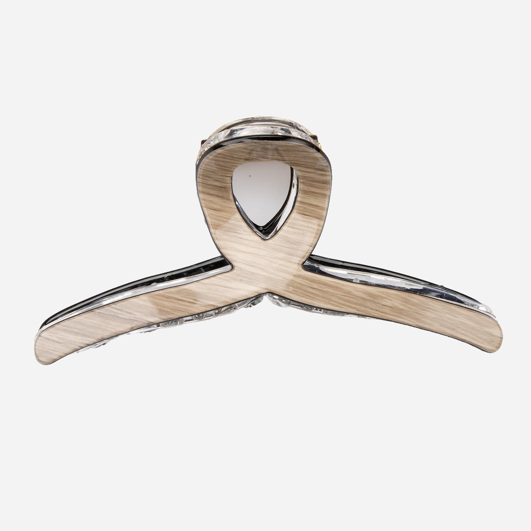 Gray Beau - Curved Loop Handle Hair Claw on neutral background