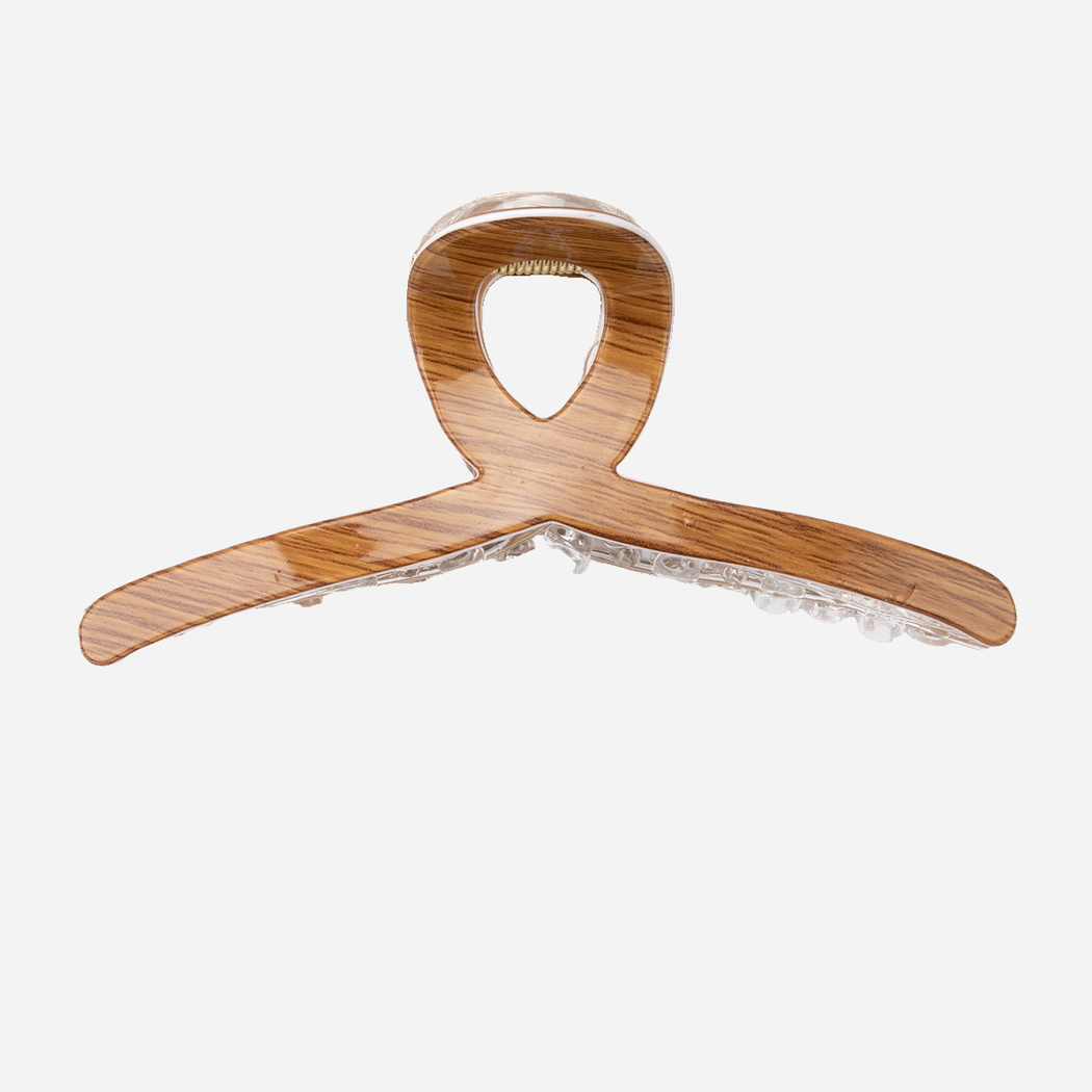 Brown Beau - Curved Loop Handle Hair Claw on neutral background
