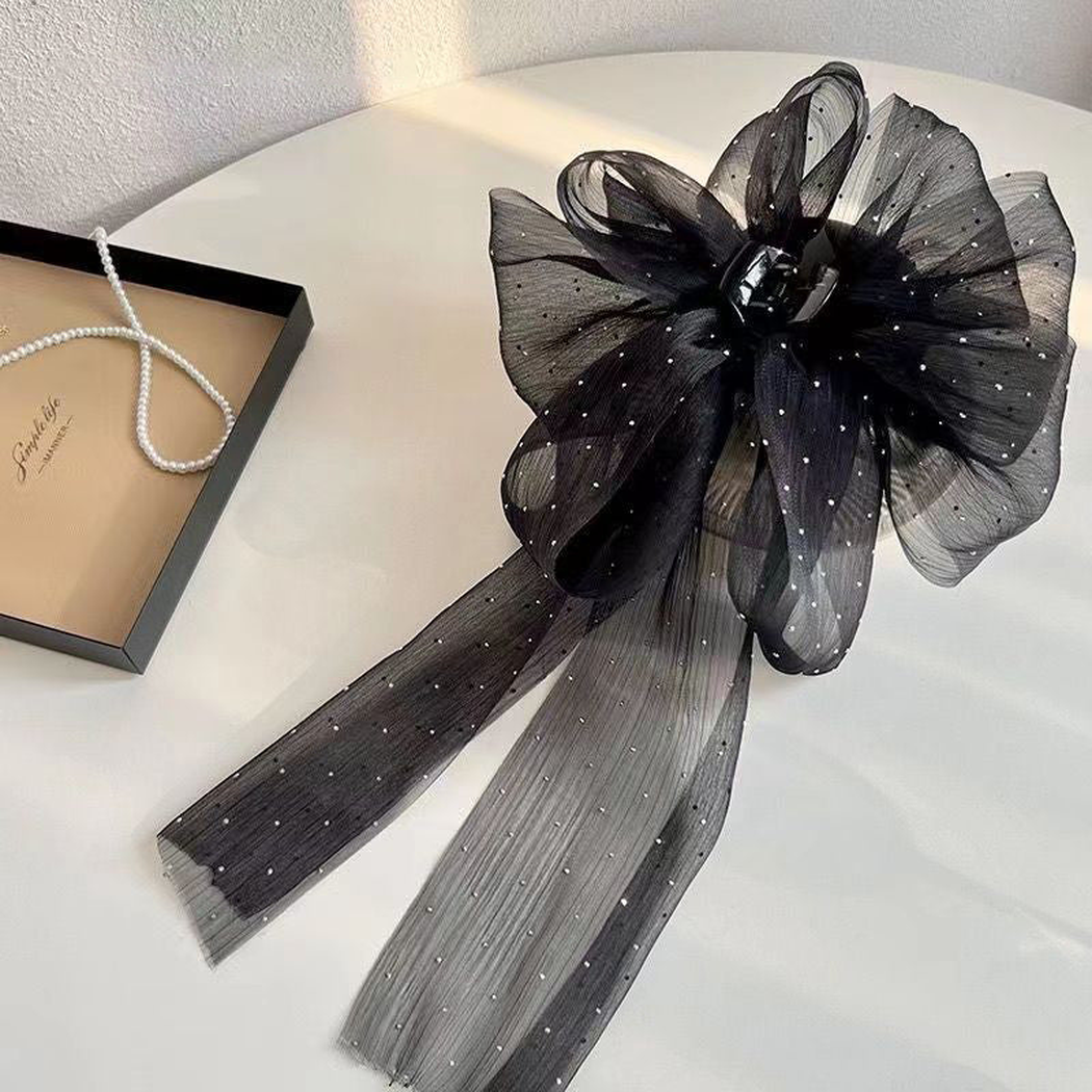 Beau - Tulle Bow Cloud Hair Claw - Black variant