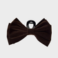 DarkBrown Beau - Velvet Bow Oversized Hair Claw on neutral background