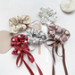 Five color beaded bow scrunchies, variant overview