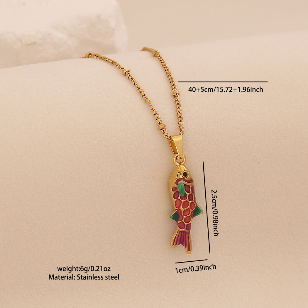 Nozari - Multicolor Fish Pendant Necklace
