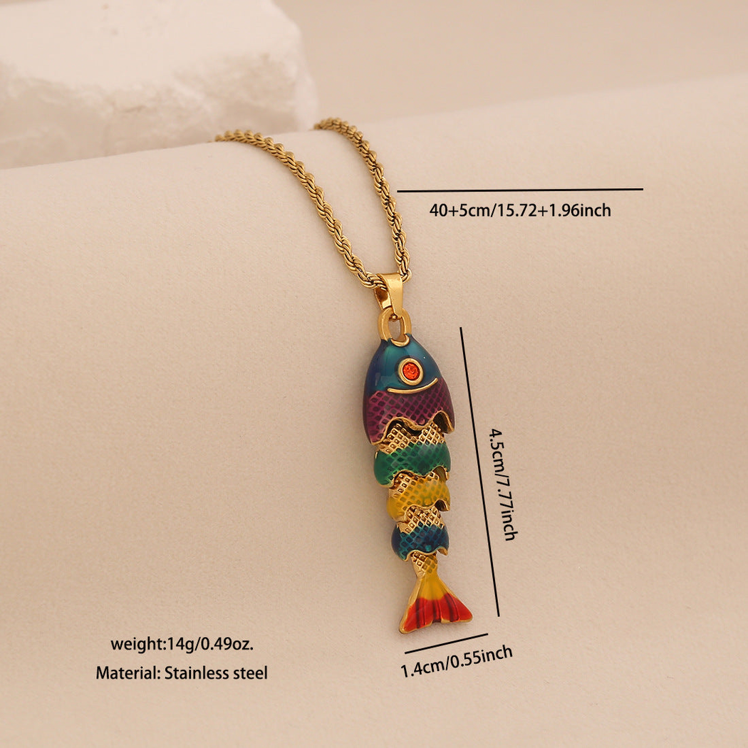 Nozari - Multicolor Fish Pendant Necklace