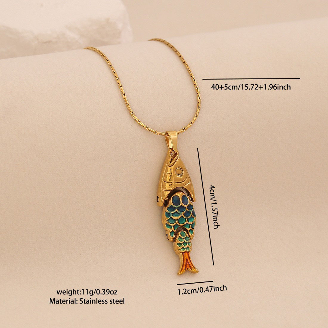 Nozari - Multicolor Fish Pendant Necklace