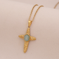 Nozari - Ridged Cross Center Pendant Necklace