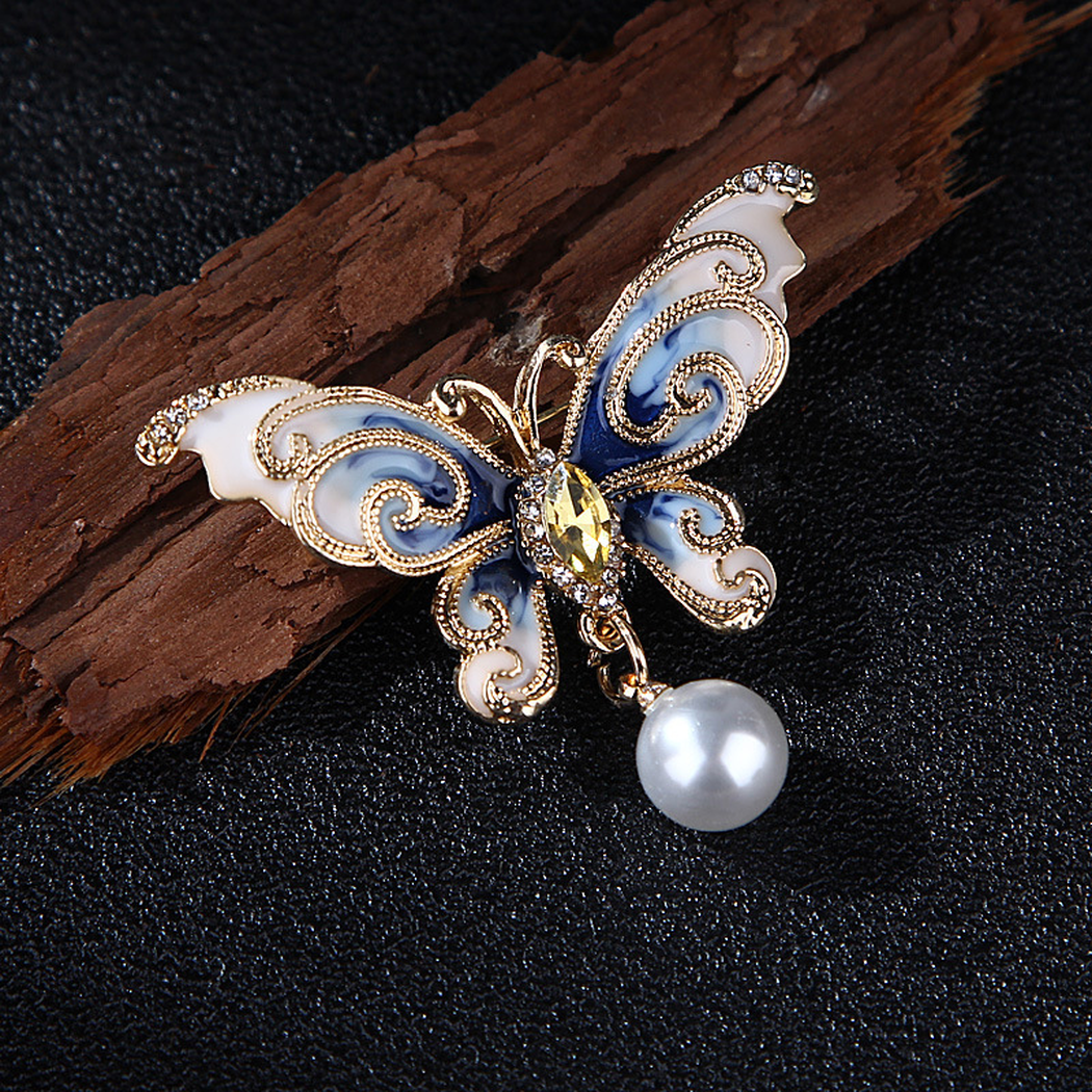 Brovia - Enamel Butterfly Accent Brooch