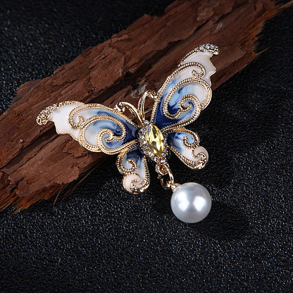 Brovia - Enamel Butterfly Accent Brooch