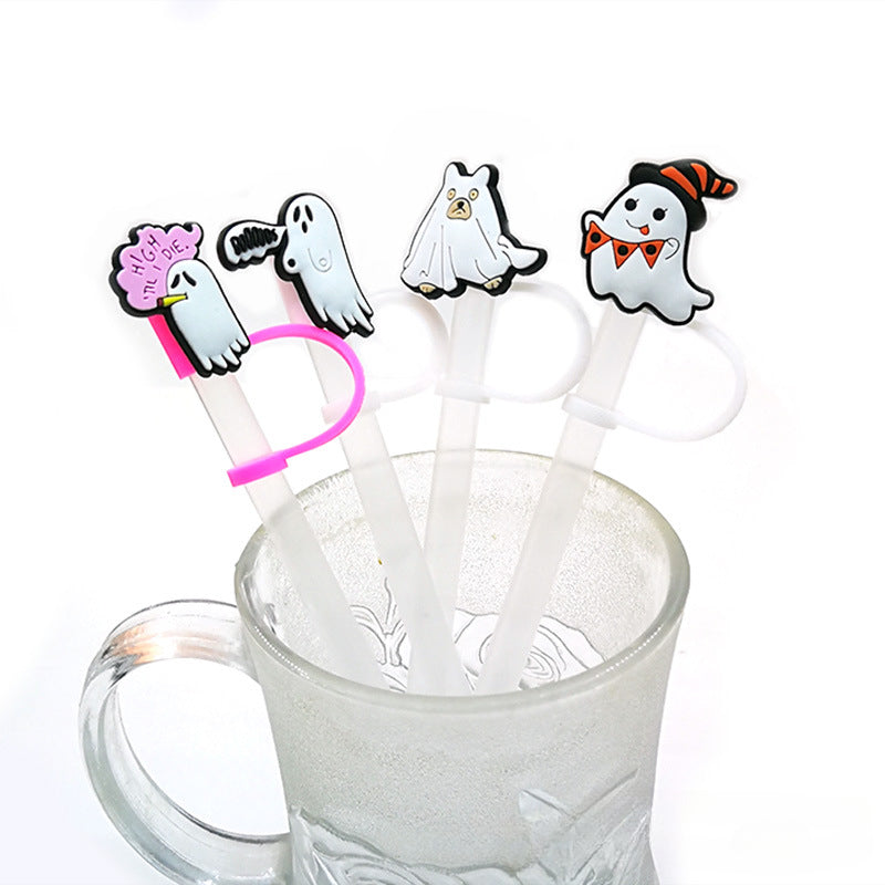 8pcs Halloween Straw Cover Set